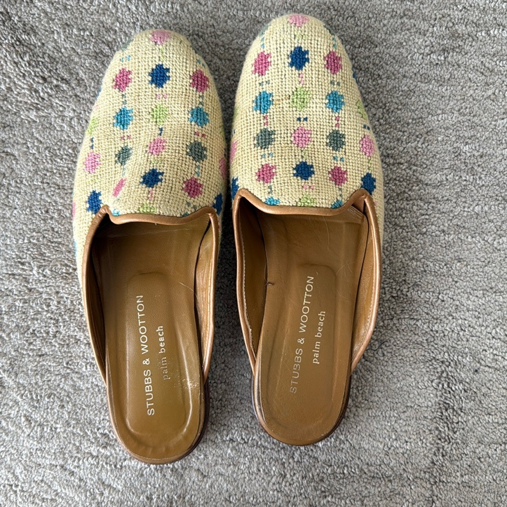 Stubbs & Wootton Polka Dot Mules 8.5